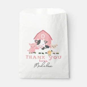 Bolsa De Papel Cumpleaños granja de animales rosa para niñas