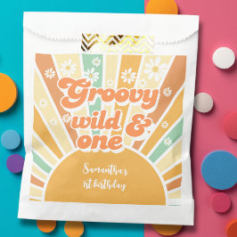 Bolsa De Papel Cumpleaños Groovy y retro silvestre