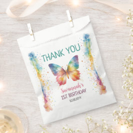 Bolsa De Papel Cumpleaños Mariposa Arcoíris Revolotea 1er Cumplea