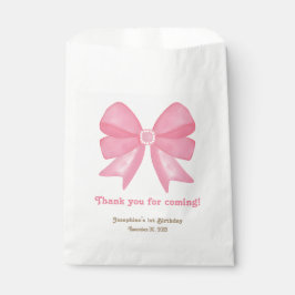 Bolsa De Papel Cumpleaños Mínimo De Bow Rosado