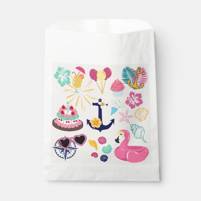 Bolsa De Papel Cumpleaños Náutico Adorable (Anverso)