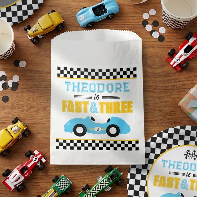 Bolsa De Papel Cumpleaños número 3 de Fast & Three Race Car (Subido por el creador)