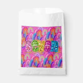 Bolsa De Papel Cumpleaños número 7 de Rainbow