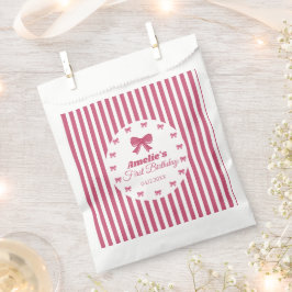 Bolsa De Papel Cumpleaños número uno Fiesta del Lindo Lazo Rosa