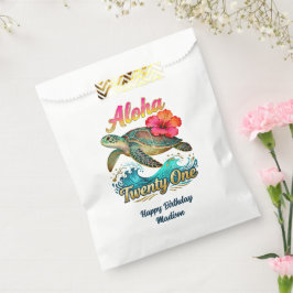 Bolsa De Papel Cumpleaños personalizado 21 Tortuga Marina Tropica