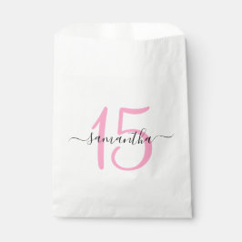 Bolsa De Papel Cumpleaños personalizado de 15 años en rosa