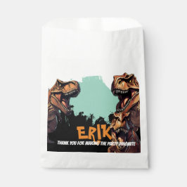 Bolsa De Papel Cumpleaños personalizado de dinosaurio T-Rex