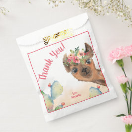 Bolsa De Papel Cumpleaños Personalizado de Llama Floral
