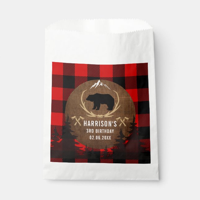 Bolsa De Papel Cumpleaños personalizado de Lumberjack (Anverso)