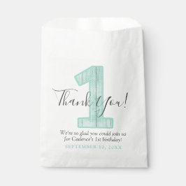 Bolsa De Papel Cumpleaños personalizado de lunares de menta graci
