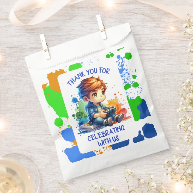 Bolsa De Papel Cumpleaños personalizado para niños que juegan vid (Cortado)