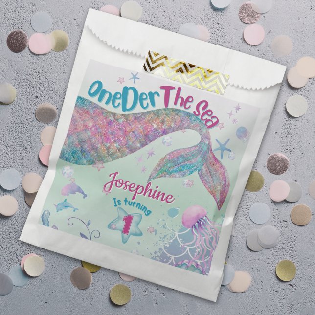 Bolsa De Papel Cumpleaños primero sirena acuarela (Subido por el creador)
