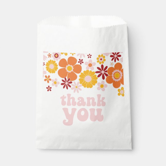 Bolsa De Papel Cumpleaños retro floral divertido (Anverso)