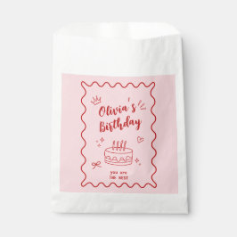 Bolsa De Papel Cumpleaños rojo y rosa