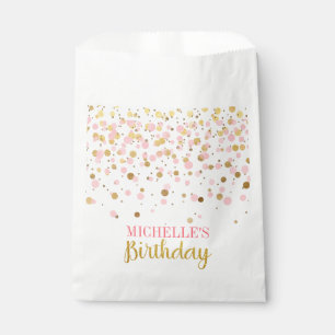 Bolsa De Papel Cumpleaños rosado elegante del confeti del