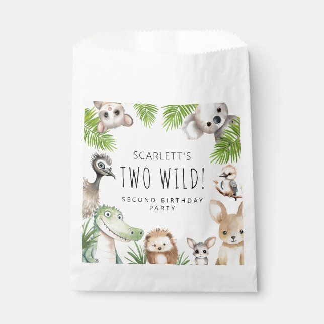 Bolsa De Papel Cumpleaños salvaje de animales australianos (Anverso)