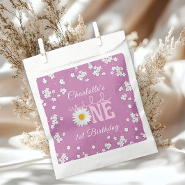Bolsa De Papel Cumpleaños salvaje de Purple Daisy a 1 año