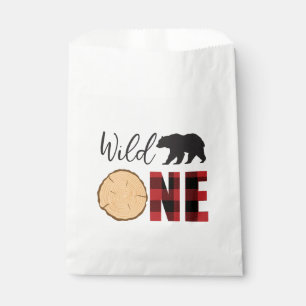Bolsa De Papel Cumpleaños salvaje uno Plaid Búfalo Oso