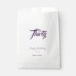 Bolsa De Papel Cumpleaños treinta 30º nombre fecha estilo pastel 