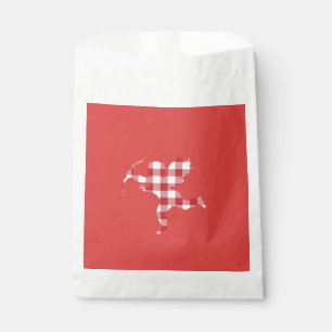 Bolsa De Papel Cupido de cuadros rojos