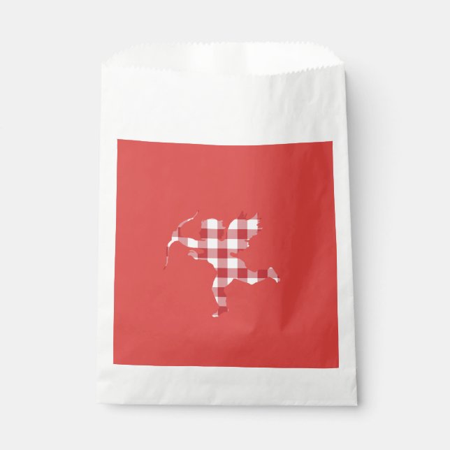 Bolsa De Papel Cupido de cuadros rojos (Anverso)