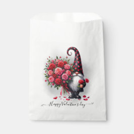 Bolsa De Papel Cúpula negra con Día de San Valentín de rosas roja