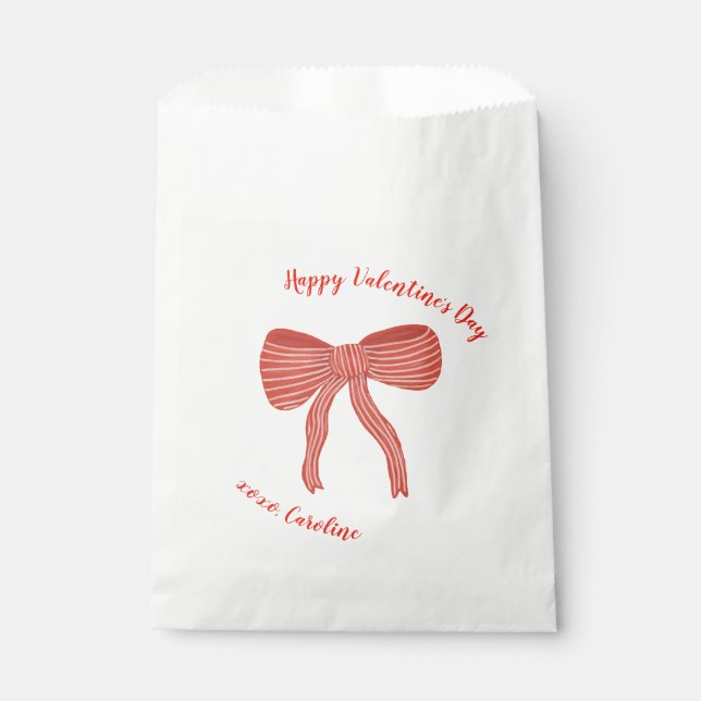 Bolsa De Papel Custom Red Bow Personalized Valentine's Day  (Anverso)