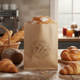 Bolsa De Papel Custom Rustic Bakery Logo Kraft Paper Treat Bag