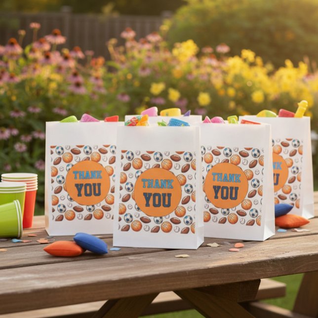 Bolsa De Papel Custom Sports Balls Birthday Thank You Favor Bags (Subido por el creador)