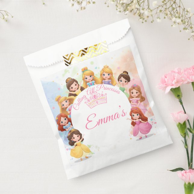 Bolsa De Papel Customizable Princess Girl Birthday Chocolate  (Sellado)