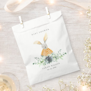 Bolsa De Papel Cute amarillo Bunny Garden Foliage Baby Shower