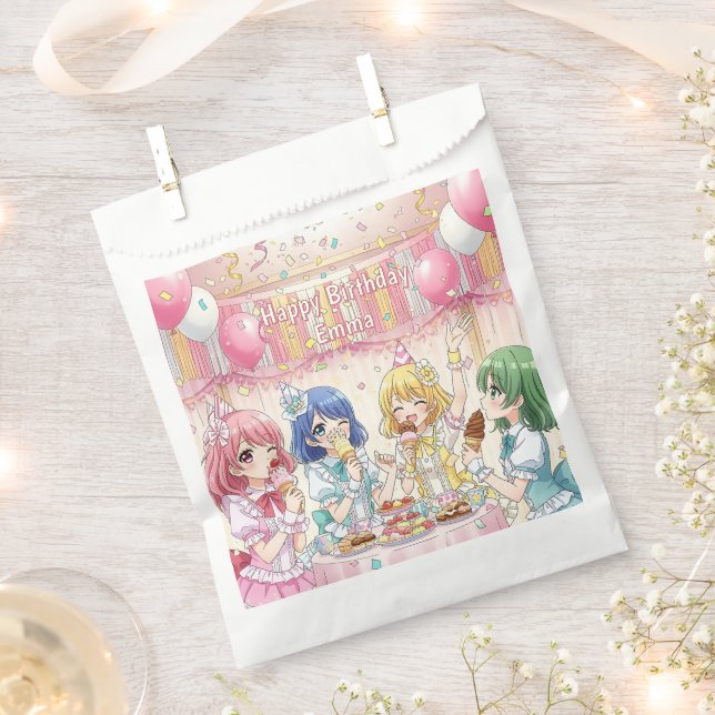 Bolsa De Papel Cute Anime Girl's Ice Cream Birthday Party   (Cortado)