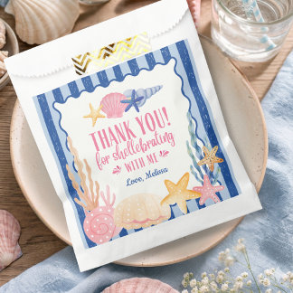 Bolsa De Papel Cute Azul Rosa Océano Concha de Mar Gracias