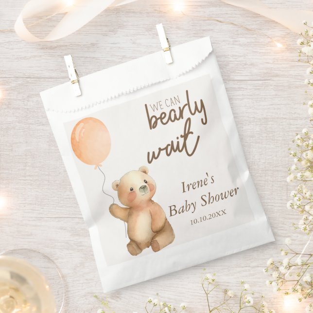 Bolsa De Papel Cute Bearly Wait Teddy Bear Baby Shower (Cortado)