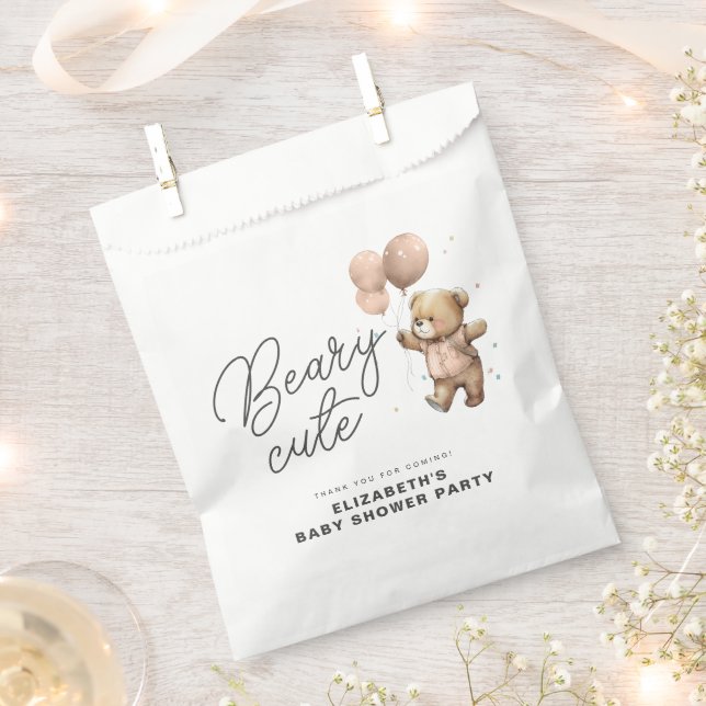 Bolsa De Papel Cute Beary Sweet Baby Shower Fiesta Gracias (Cortado)