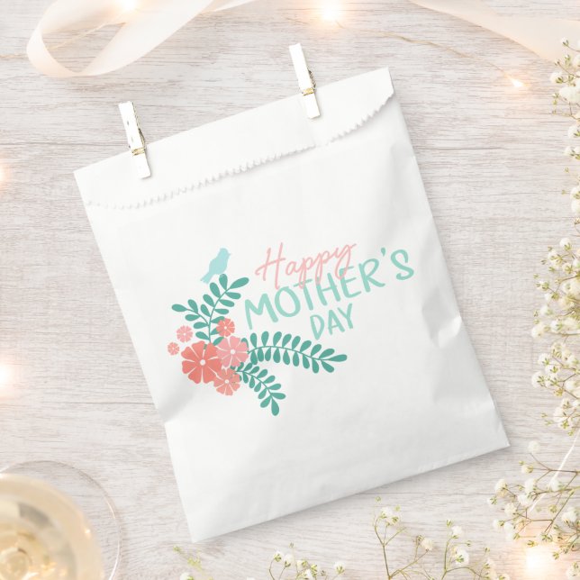 Bolsa De Papel Cute bird on flower mother's day design (Cortado)