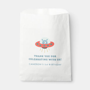 Bolsa De Papel Cute Blue Alien Spaceship, primer Personalizado de