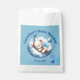 Bolsa De Papel Cute Blue Bear Crescent Moon Baby Shower