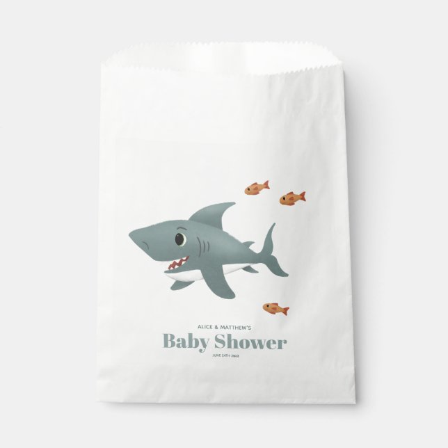 Bolsa De Papel Cute Blue Sea Shark Boys Baby Shower (Anverso)
