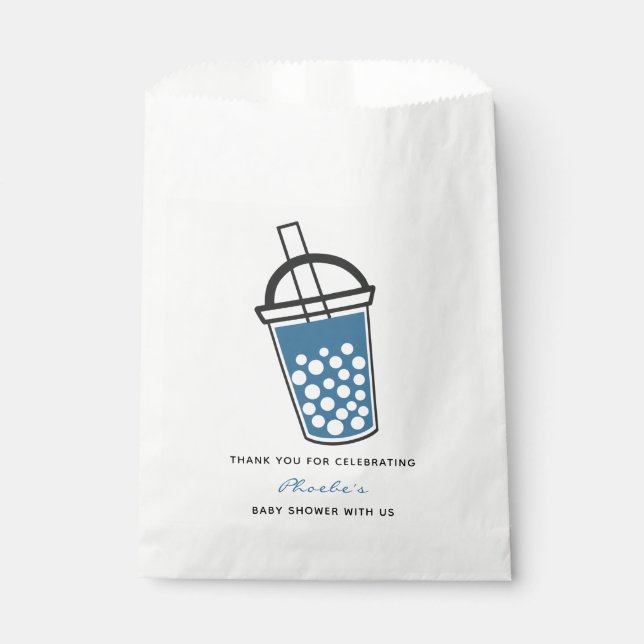 Bolsa De Papel Cute Boba Tea Baby Shower Gracias Personalizado (Anverso)
