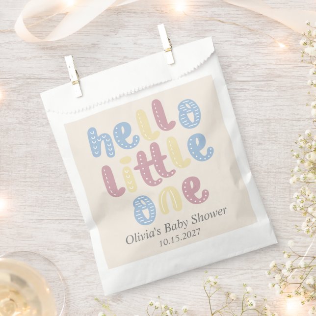 Bolsa De Papel Cute Boho Hello Little One Baby Shower (Cortado)