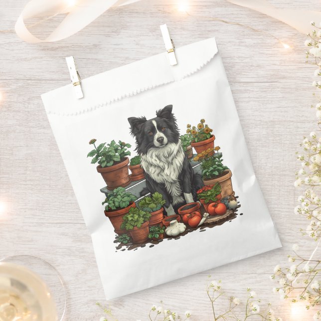 Bolsa De Papel Cute Border Collie Gardening (Cortado)