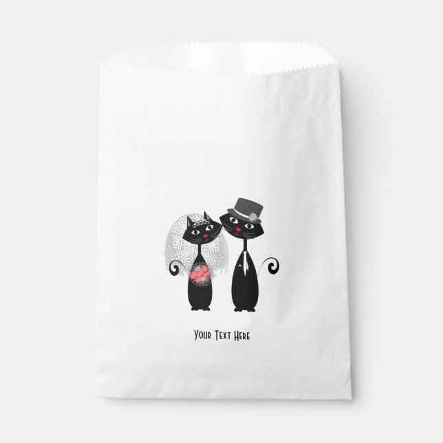 Bolsa De Papel Cute Bride | Gatos Bodas Groom (Anverso)
