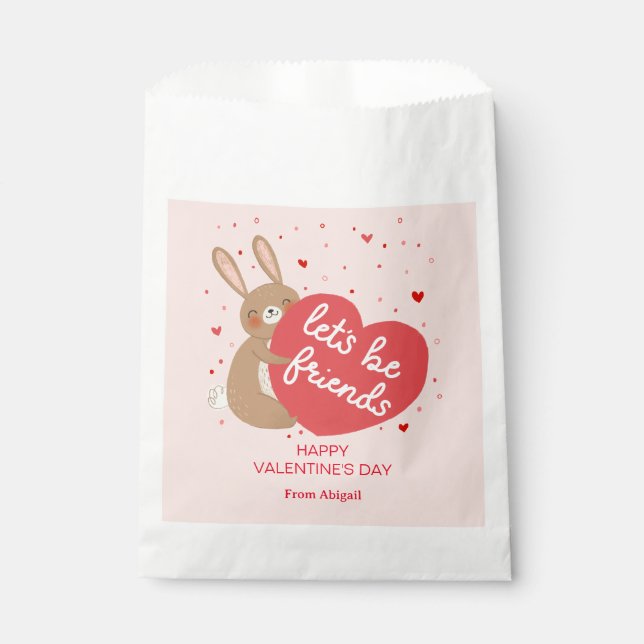 Bolsa De Papel Cute Bunny Classroom Valentine (Anverso)