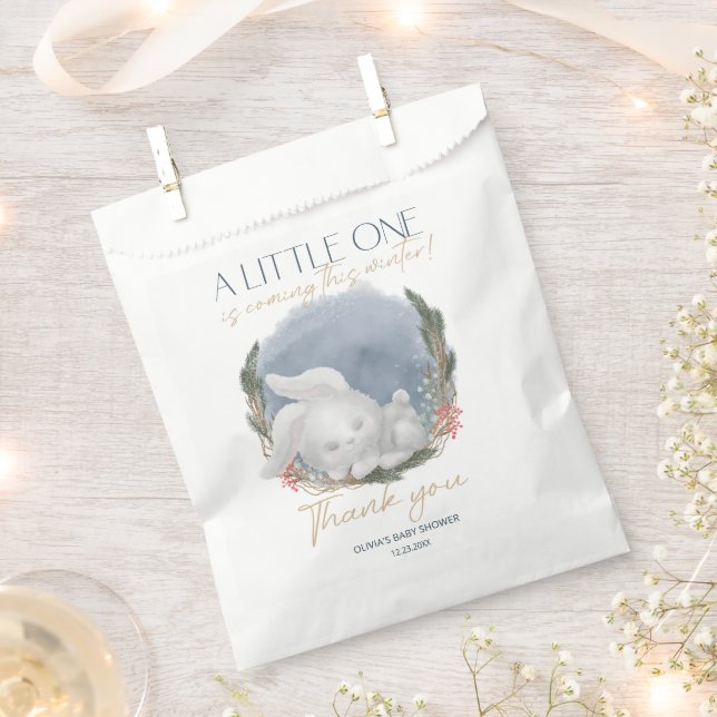 Bolsa De Papel Cute Bunny Snowly Winter Baby Shower (Cortado)