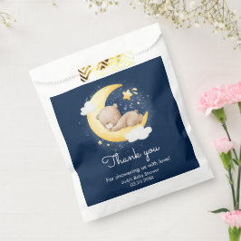 Bolsa De Papel Cute Crescent Navy Moon Teddy Bear Baby Shower