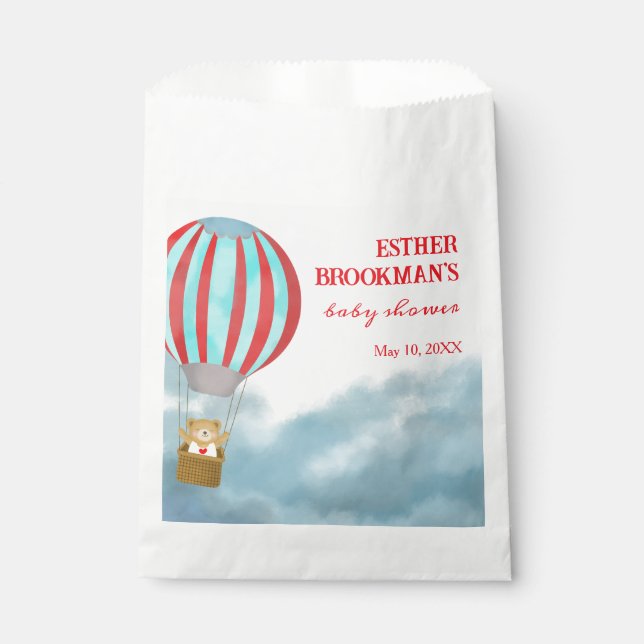 Bolsa De Papel Cute Cub Over the Clouds Baby Shower (Anverso)