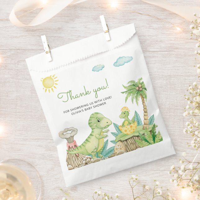 Bolsa De Papel Cute Dinosaur Baby Shower Gracias (Cortado)