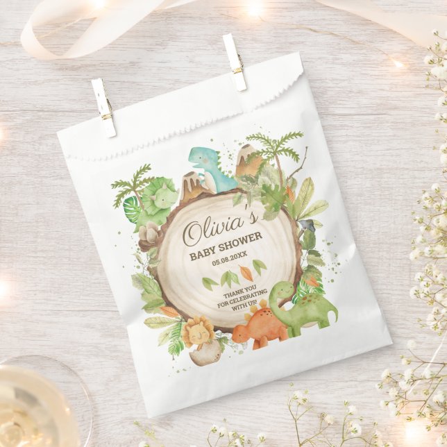 Bolsa De Papel Cute Dinosaurios Boy Baby Shower Cumpleaños (Cortado)