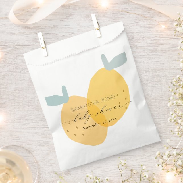 Bolsa De Papel Cute Divertido Amarillo Fruity Citrus Baby Shower (Cortado)